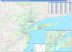 New York-Newark-Jersey City Metro Area Wall Map Basic Style 2024